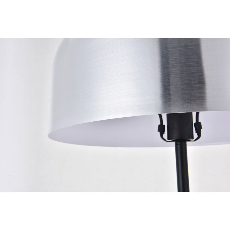 Contemporary Brushed Nickel Floor Lamp with Marble Base & Dome Shade
