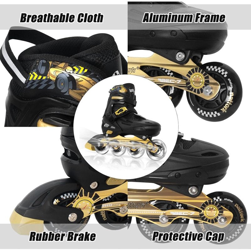 Adjustable Kids Inline Skates with Flashing Wheels for Boys & Girls