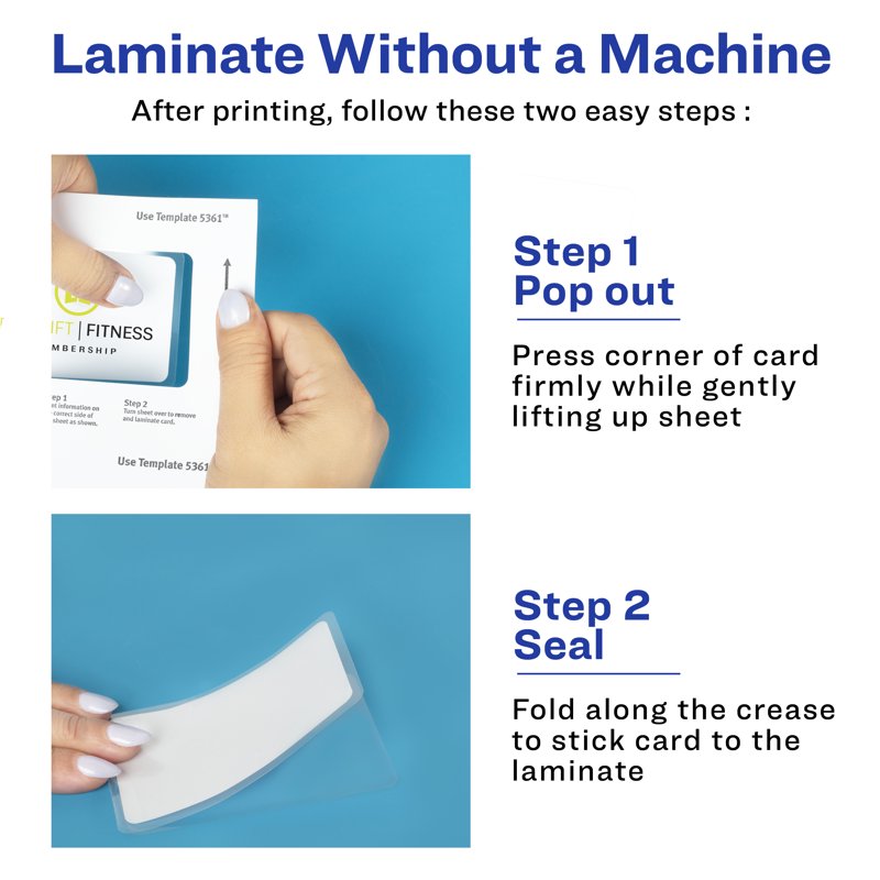 Self-Laminating ID Cards - 2.25 x 3.5 Inch, Pack of 30, No Lamination Machine Needed