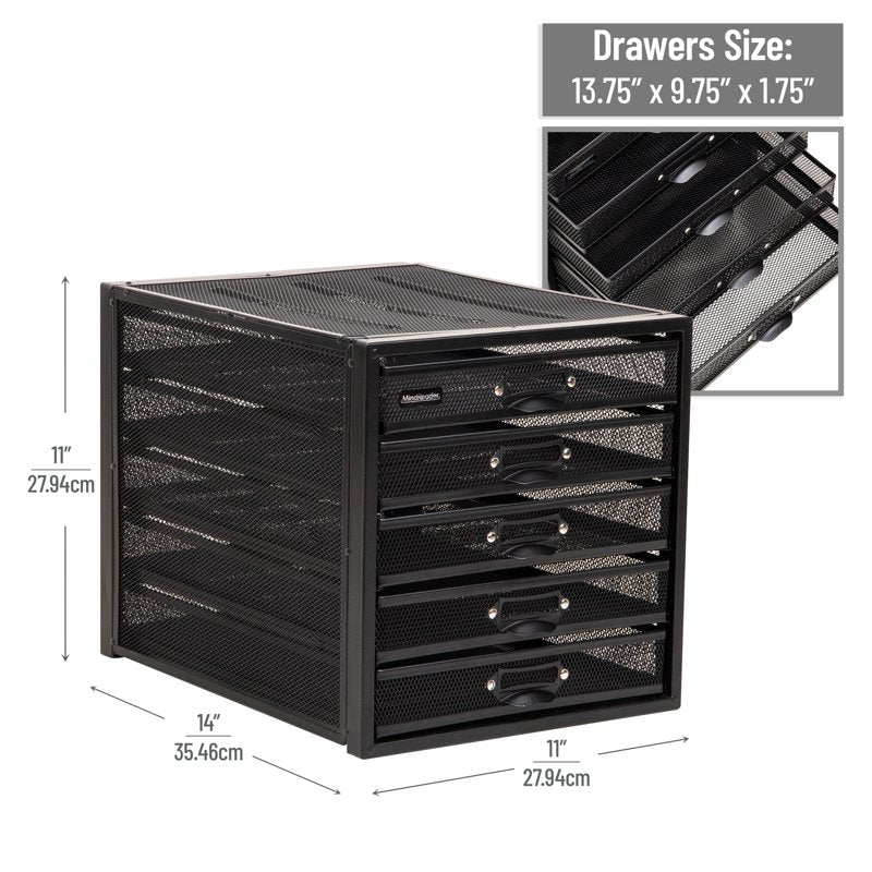 Multi-Purpose Desk Organizer with 5 Drawers, Steel Mesh Storage Solution