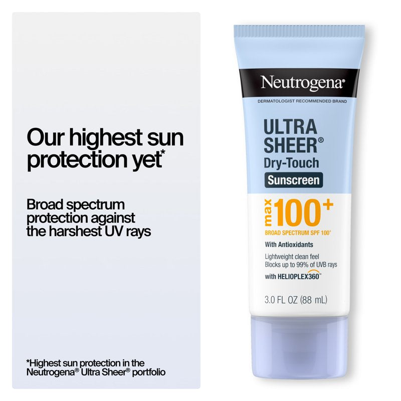 Neutrogena Ultra Sheer SPF 100+ Sunscreen Lotion - Broad Spectrum, Dry-Touch, 3 fl oz