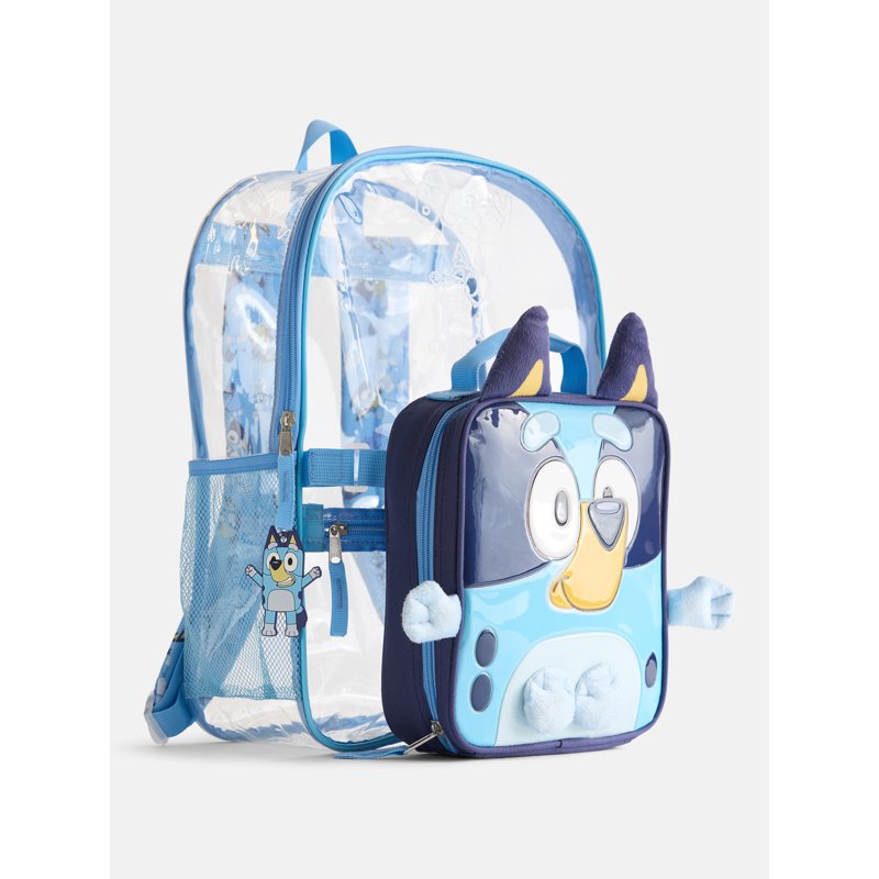 Unisex Clear Backpack Set with Lunch Bag & Keychain - Bluey, Strawberry Shortcake & Variants