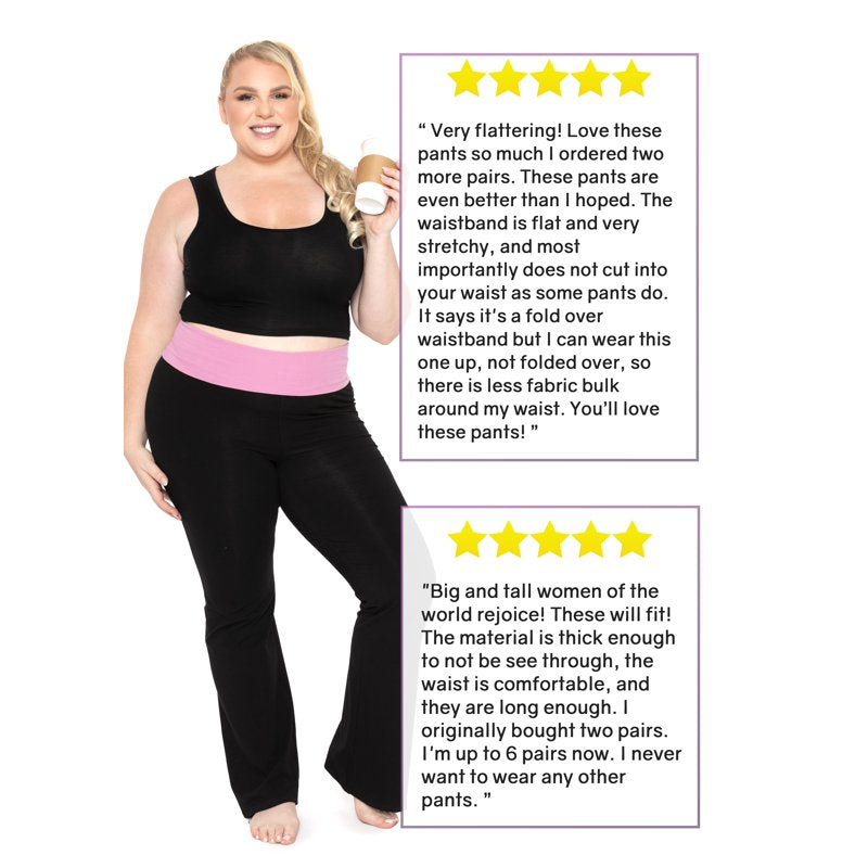 Women's Foldover Yoga Pants - Comfortable Stretchable Lounge & Workout Wear