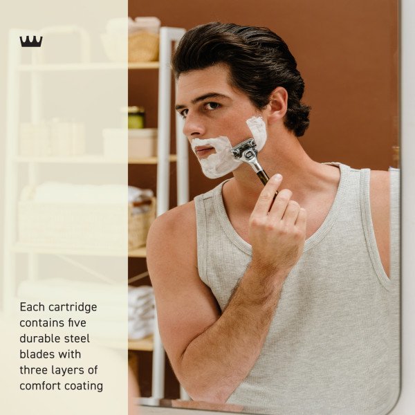 Barber Grade Razor with 2 Refill Cartridges - Close Shave & Precision Edging