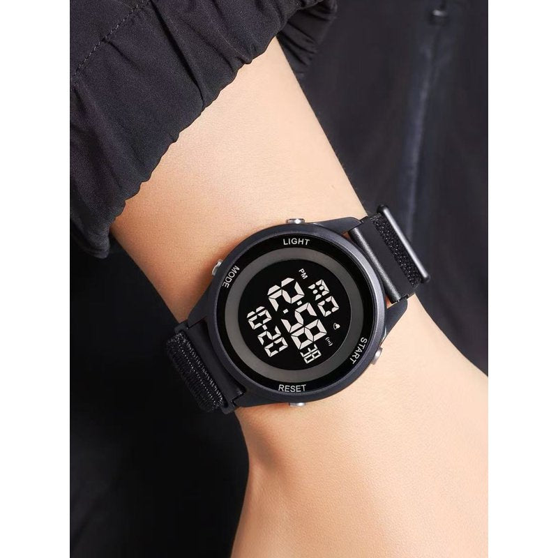 Men's Digital Sport Wristwatch with Hook and Loop Strap, Water Resistant