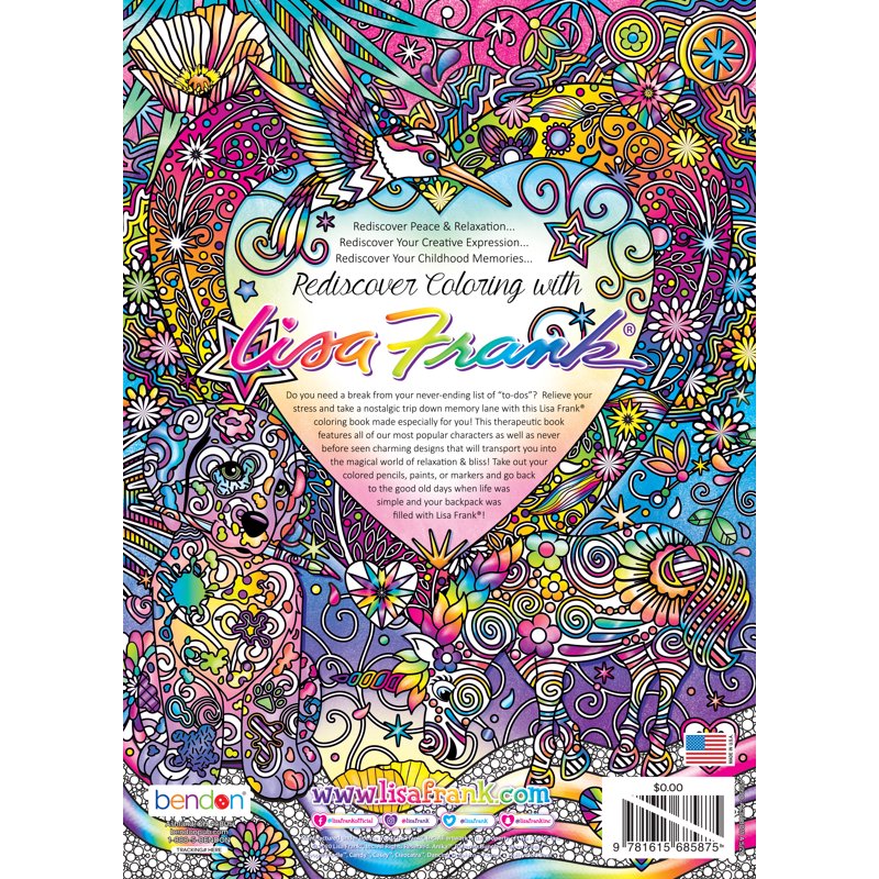 Lisa Frank Coloring Book - 40 Intricate Pages for Kids & Adults, Stress Relief, Paperback