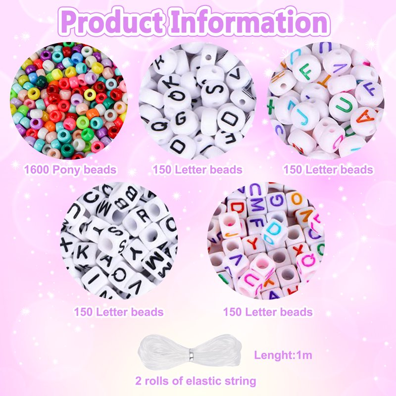 DIY Bracelet Making Kit with 64 Colors and 2200 Beads for Jewelry Crafting