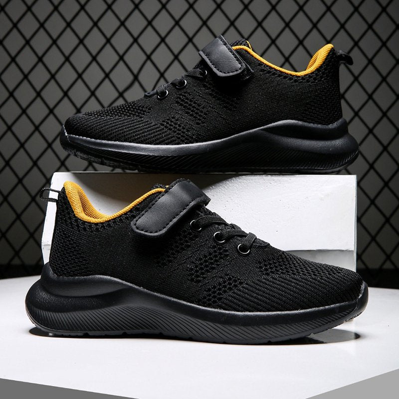 Kids Athletic Sneakers with Hook & Loop Closure - Lightweight Breathable Mesh Running Shoes