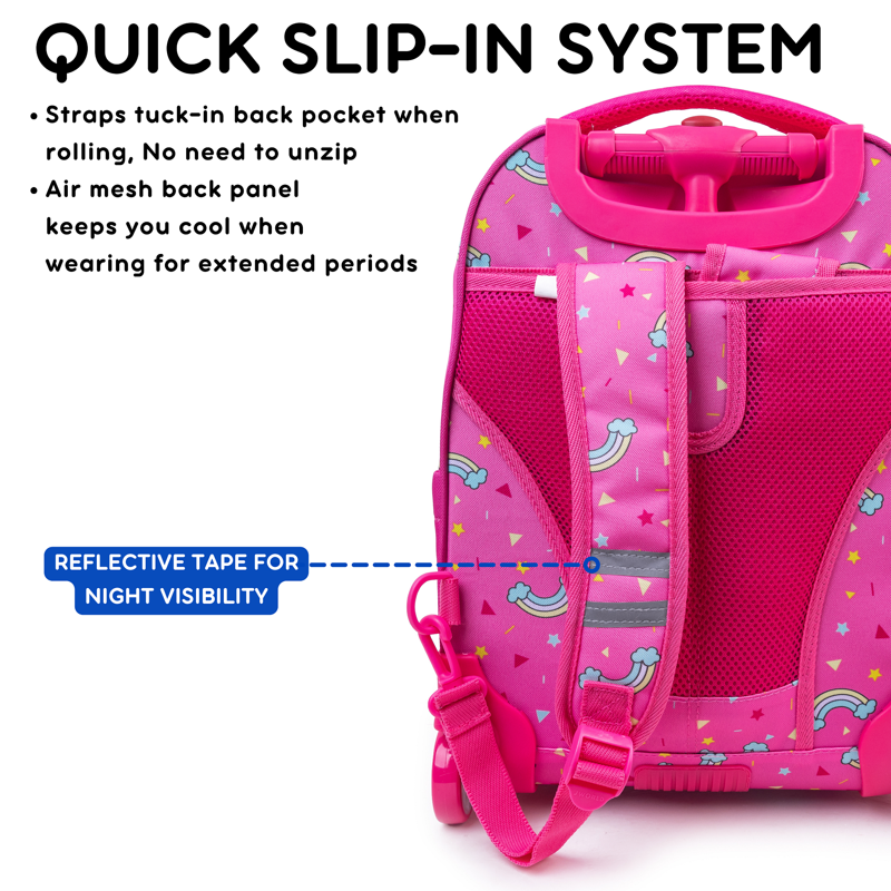 Kids Sparkle 15-Inch Rolling Backpack for School & Travel - Unicorn & More