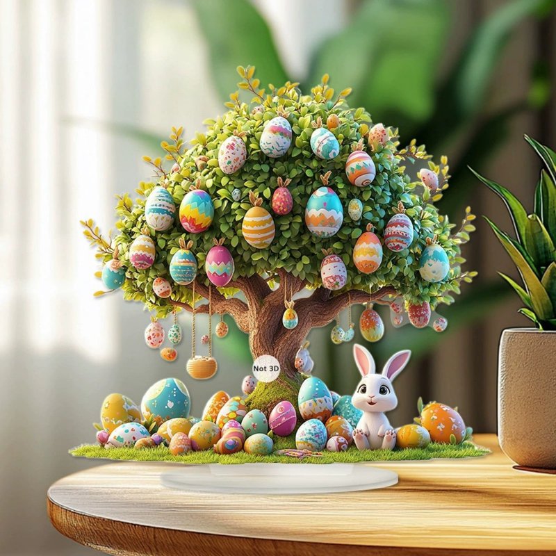 Easter Tabletop Decor Tree Figurine - Indoor Outdoor Spring Festive Centerpiece
