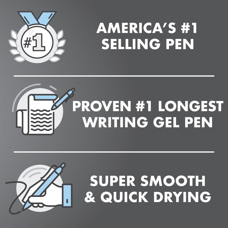 Gel Pen Set - 48 Black Retractable Gel Pens with Bold 1.0mm Point