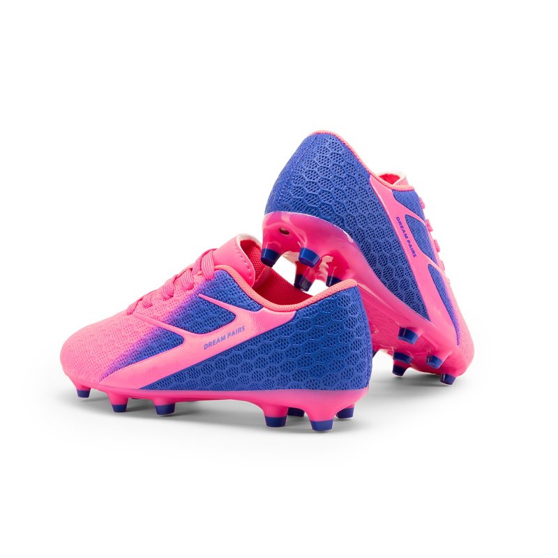 Dream Pairs Kids Soccer Cleats - Ground Kids Football Training Shoes Blue/Pink