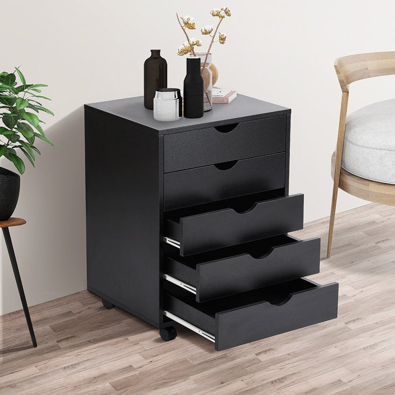 5-Drawer Mobile File Cabinet with Locking Wheels for Office Storage