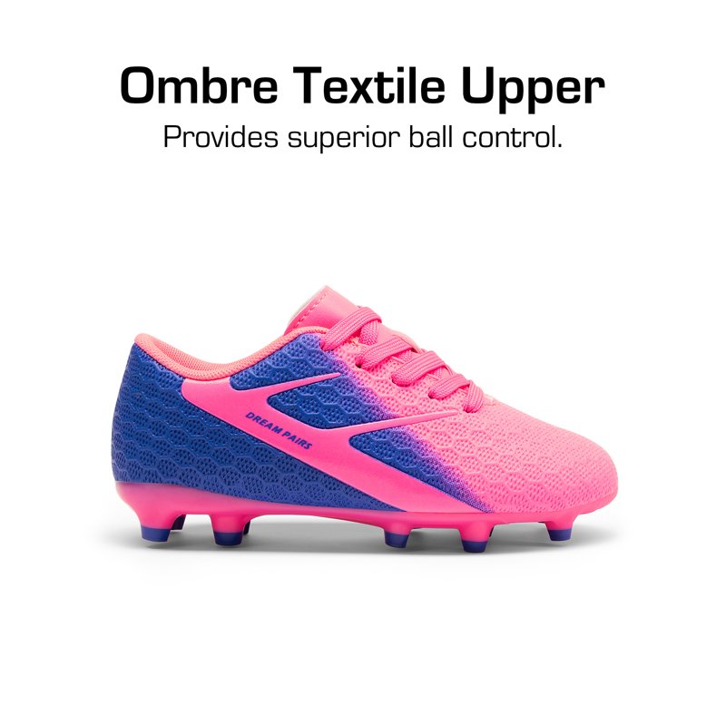 Dream Pairs Kids Soccer Cleats - Ground Kids Football Training Shoes Blue/Pink