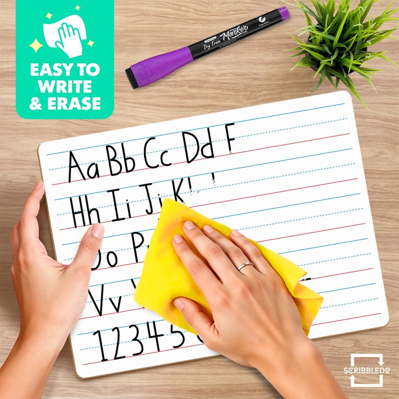 Small Double-Sided Dry Erase Whiteboard for Kids and Classroom, 9x12 Inches