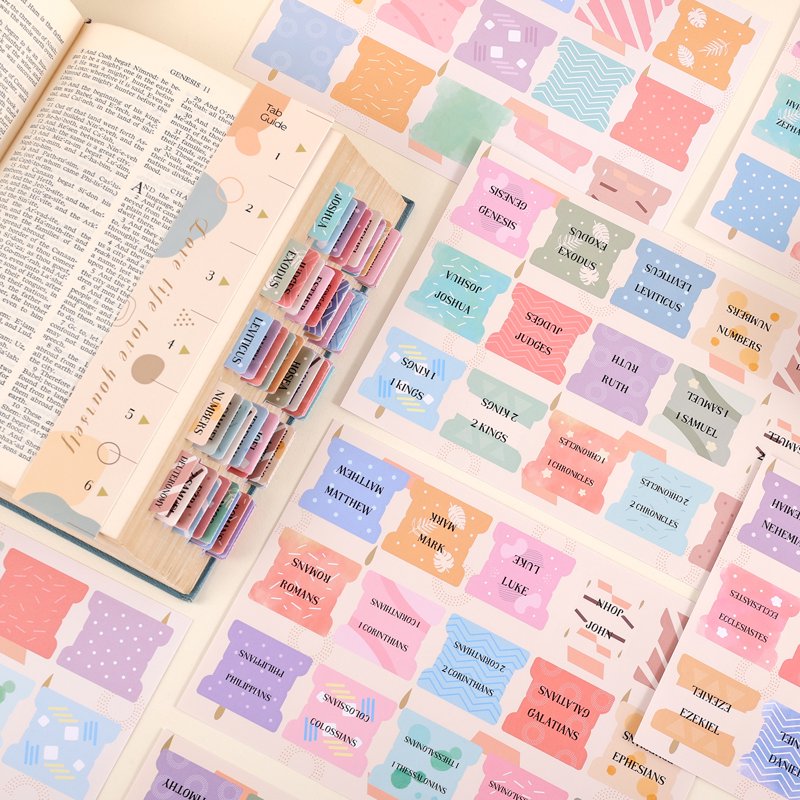 Bible Tabs for Women, 66 Large Print Laminated Index Tabs & 39 Blank Dividers
