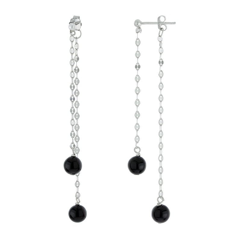 Sterling Silver Onyx Drop Earrings for Women & Teens - Elegant Jewelry