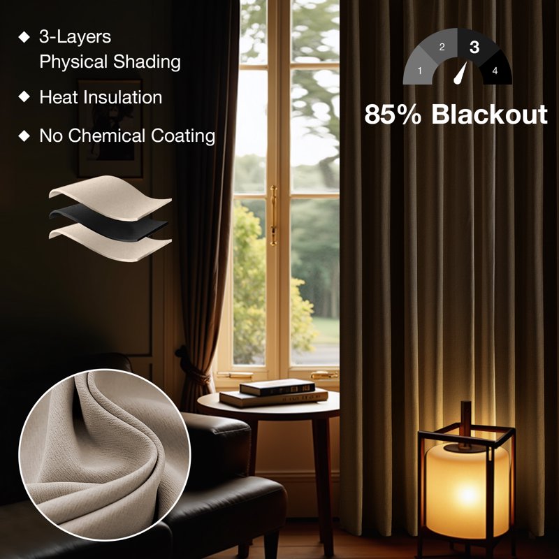 Room Divider Curtains Set with Track - Blackout, Noise Reduction, Insulated Partition for Living Room & Bedroom
