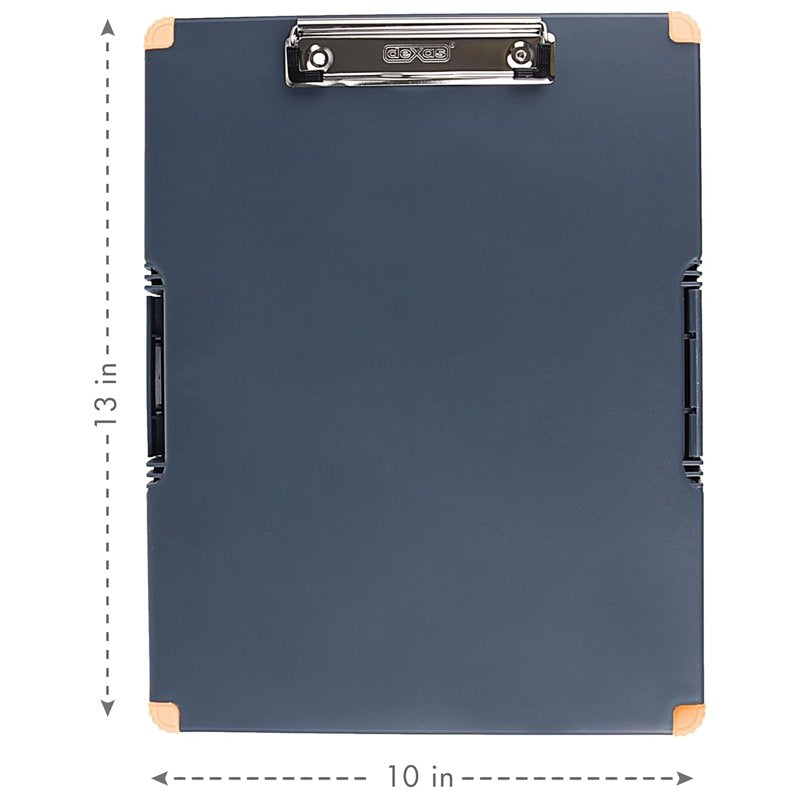 Double-Sided Clipboard Organizer with Storage Compartments - 13x10 Inches, Gray & Orange