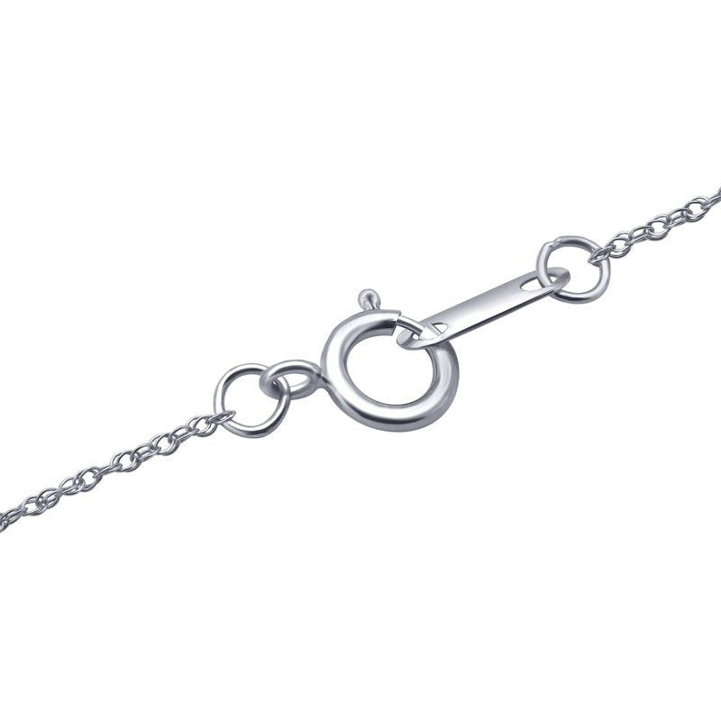 Sterling Silver Heart Pendant Necklace with CZ and Ruby 18 Inch Chain