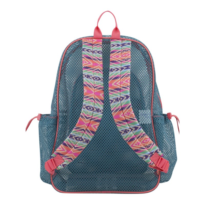 Large Mesh Backpack with Bungee Cord - Unisex Aqua Haze