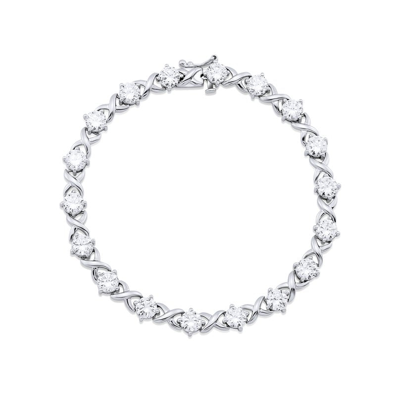 Sterling Silver Tennis Bracelet with Simulated Diamond for Women