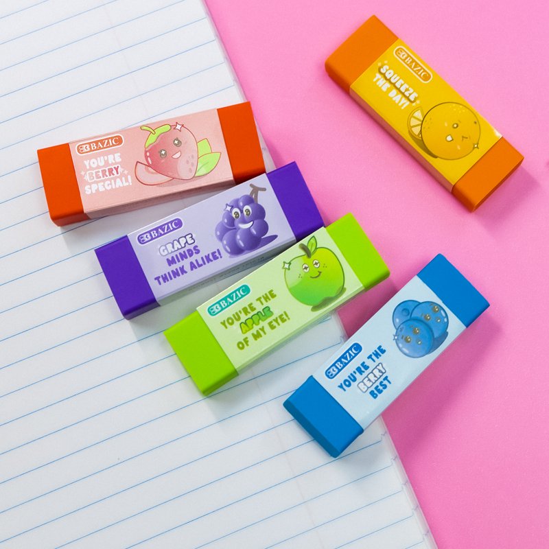 Scented Erasers 5 Pack - Latex-Free Assorted Fruity Scents for Drawing & School