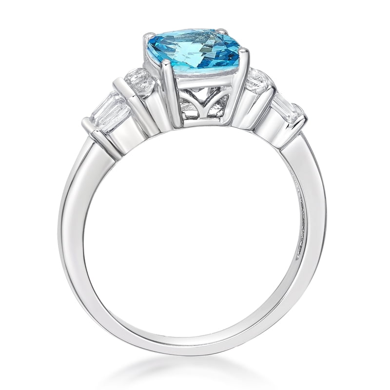 Sterling Silver Blue Topaz & White Sapphire Ring - Hypoallergenic Jewelry