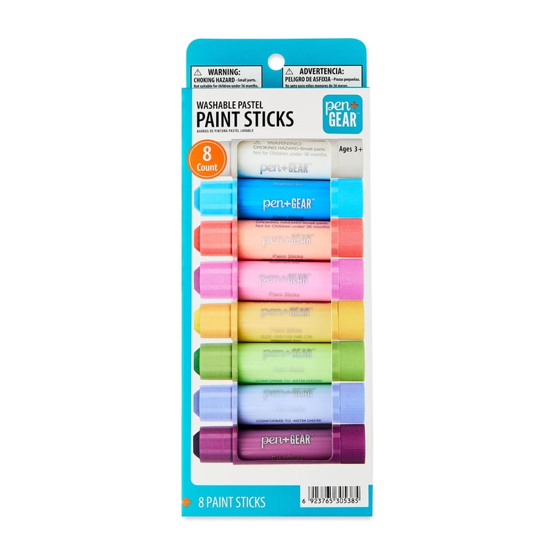 Kids Washable Paint Sticks Set - 8 Bright Pastel Colors, Non-Toxic Art Supplies