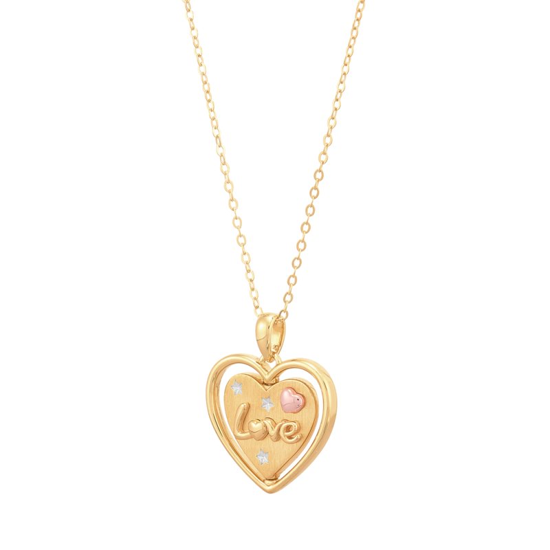 Sterling Silver 14K Gold Plated Reversible Heart Pendant Necklace, 20 Inch Chain
