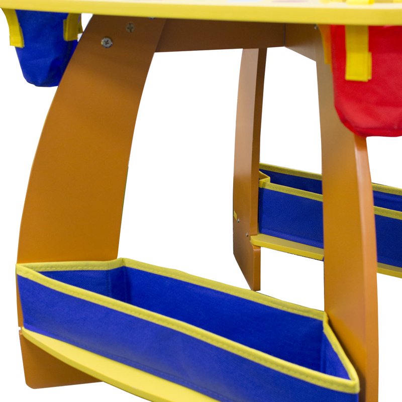 Kids Wooden Activity Table and Chair Set with Storage & Chalkboard - Crayola Colors