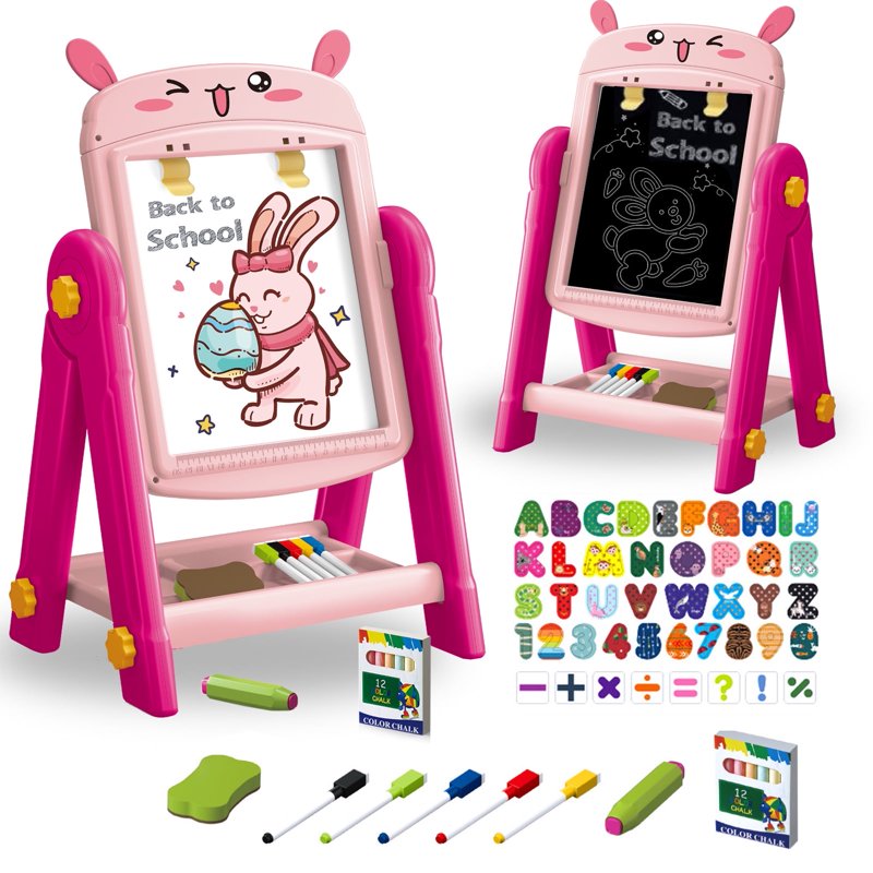 Kids Magnetic Drawing Easel - Double-Sided Art & Learning Board for 3-8 Year Olds