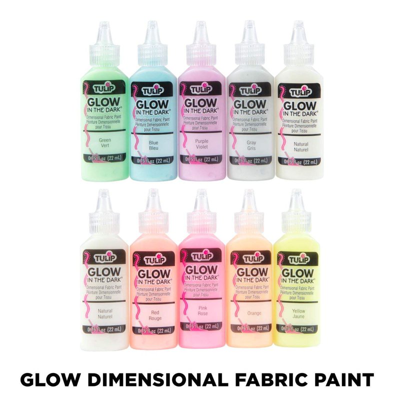 Glow in The Dark Fabric Paint Set - 10 Colors, 0.75 fl oz Each