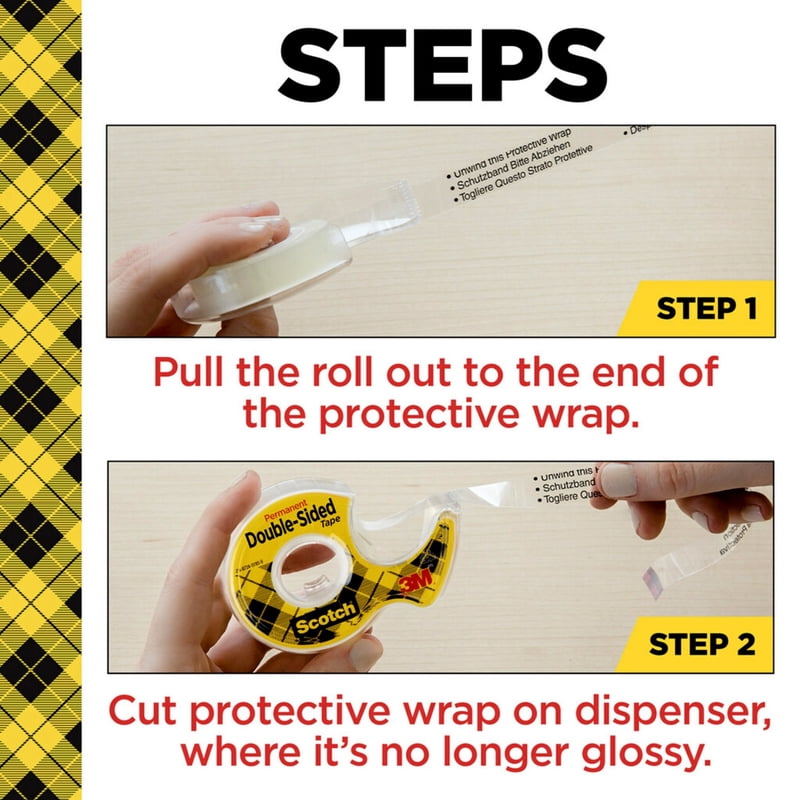 (3 Pack) Scotch Removable Double Sided Tape with Dispenser - Clear, 3/4 in x 200 in