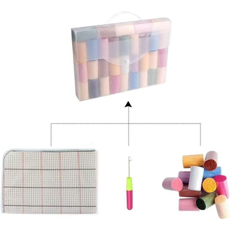 Latch Hook Cushion Kit for DIY Pillow Covers 17x17 Inches - Home Decor