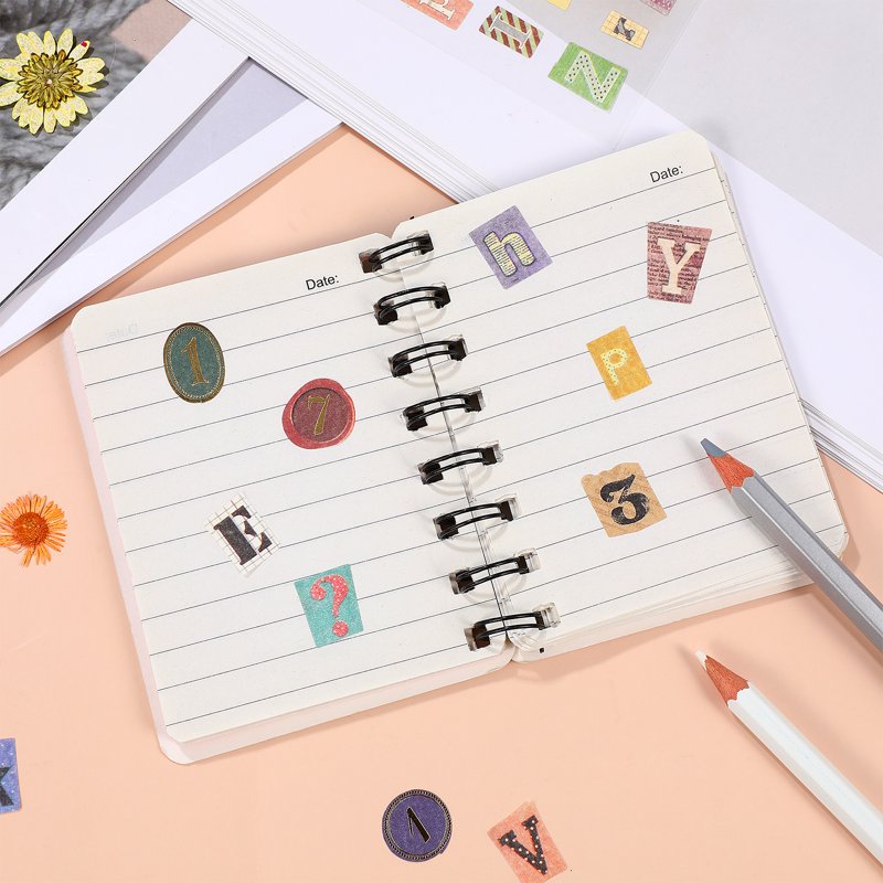 6 Sheets Scrapbook Stickers Graffiti Vintage Letters & Numbers DIY Decals