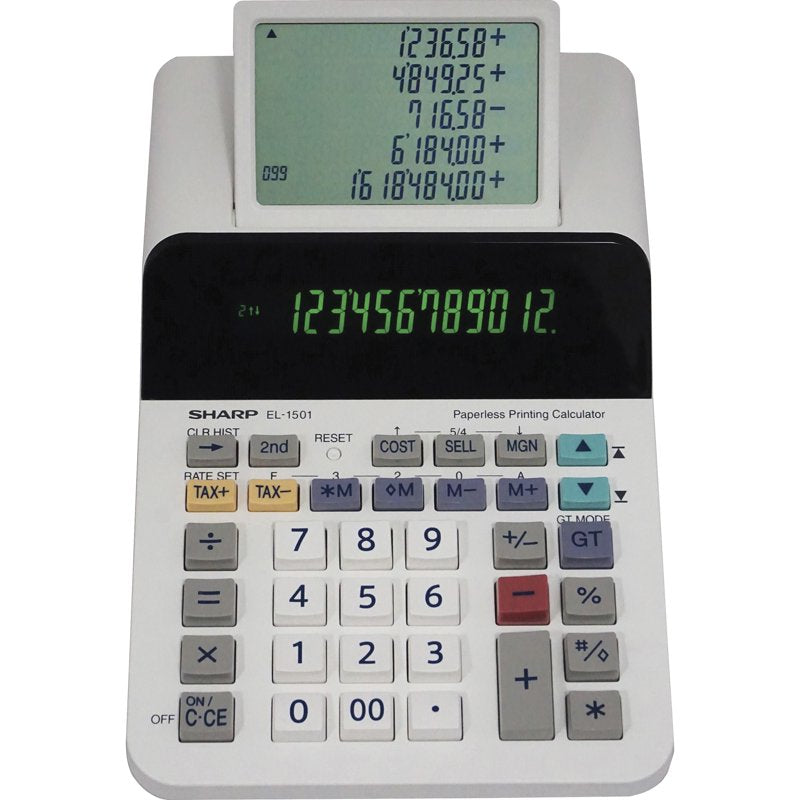 Paperless Printing Calculator with 12-Digit LCD Display - Sharp EL-1501