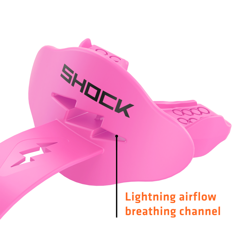 Football Lip Guard - Neon Pink, One Size, Secure Helmet Fit, Shock Doctor