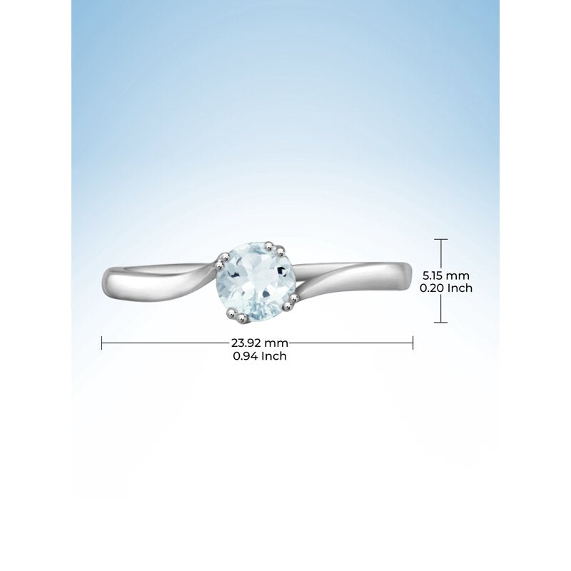 Aquamarine Sterling Silver Ring March Birthstone Jewelry - 0.40 Carat Gemstone