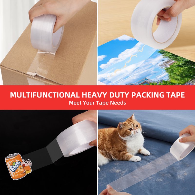Heavy Duty Packing Tape 4 Rolls 2.7 Mil Clear Shipping Tape 1.88"x65Yards