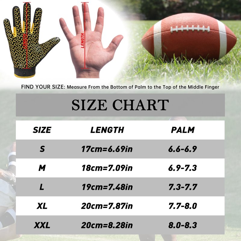 American Football Gloves Sticky Grip Wide Receiver & Lineman Gloves for Men