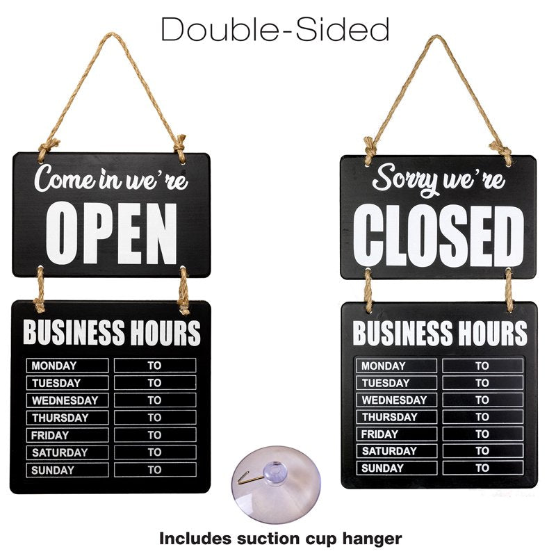 Business Hours Hanging Chalkboard Sign Double Sided Rustic Wall Decor for Restaurant or Business