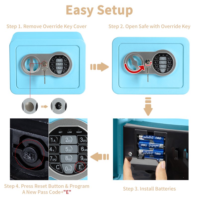 Digital Steel Safe Box with Fireproof Money Bag for Home Security