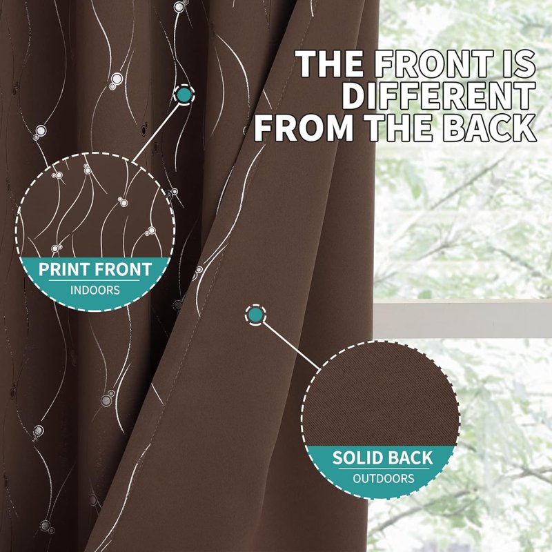 Blackout Curtains 63 Inch Length Grommet Room Darkening Window Drapes - Insulated & Decorative