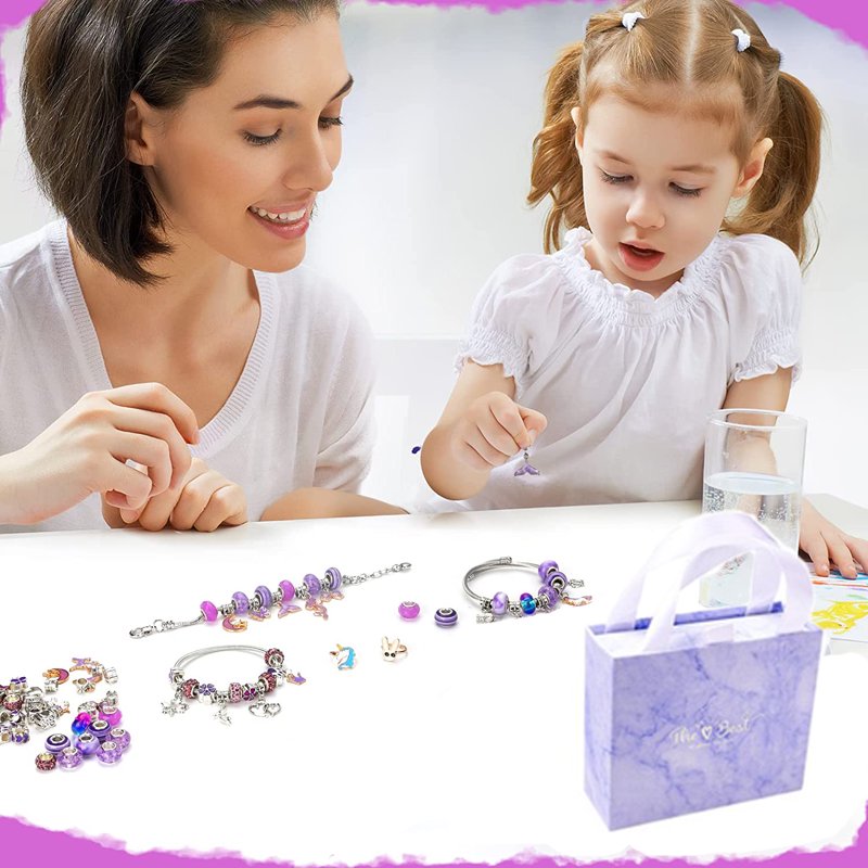 Kids Bead Jewelry Making Kit - DIY Bracelets & Charms for Girls 8-12 Years