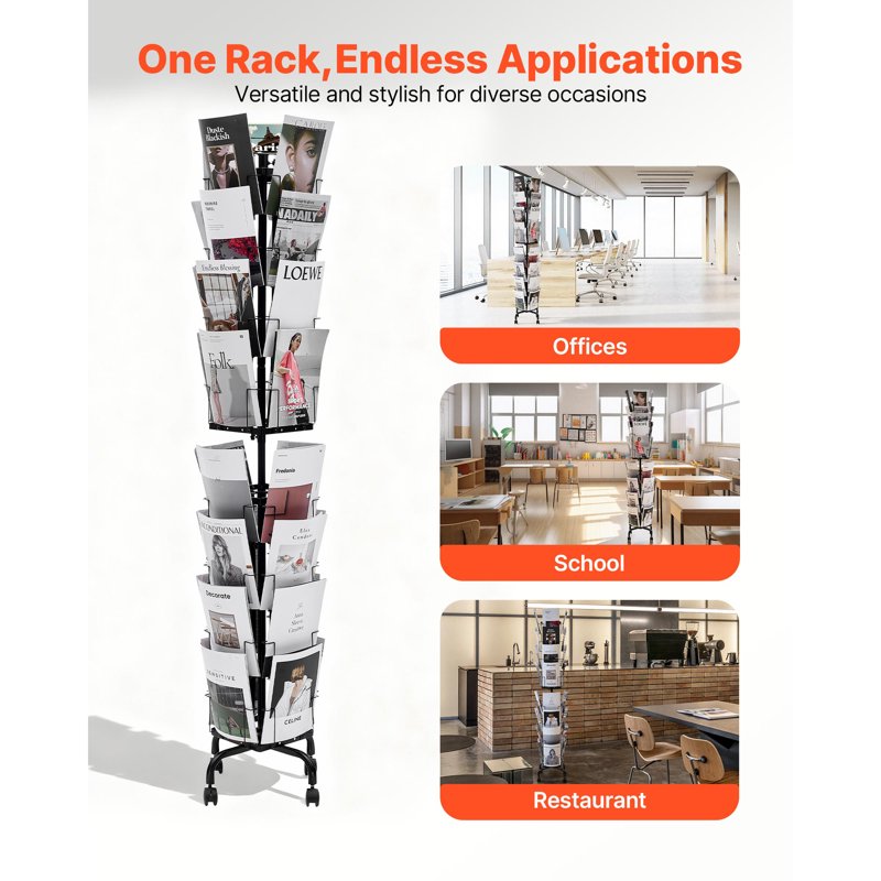 Rotating Greeting Card Display Rack with 32 Pockets & 360° Spin Stand