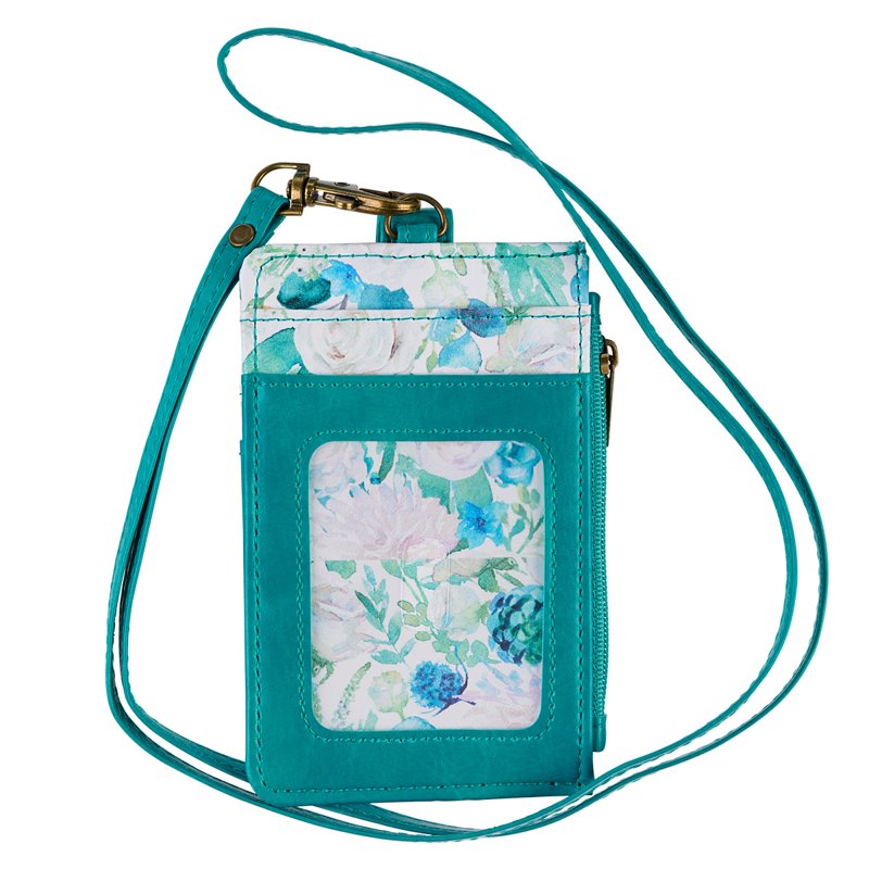 Inspirational Bible Verse ID Card Holder with Zipper Coin Pocket and Detachable Lanyard