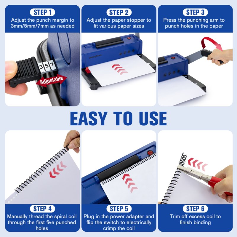 Electric Coil Binding Machine with 12-Sheet Capacity & Starter Kit for Office & Home