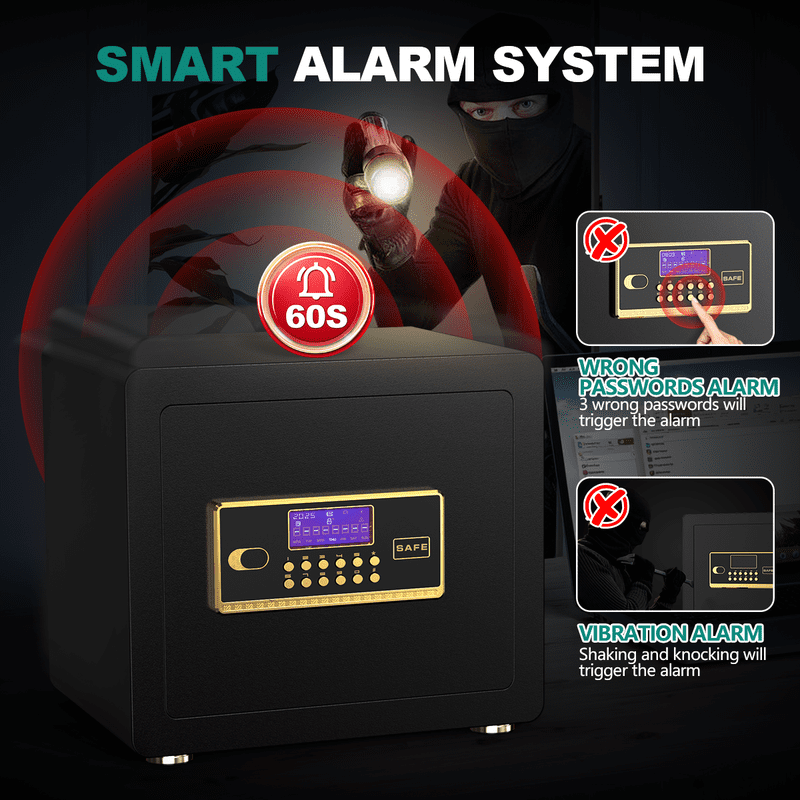 1.5 Cu Ft Digital Home Security Safe with Fireproof Waterproof Bag & Adjustable Shelf