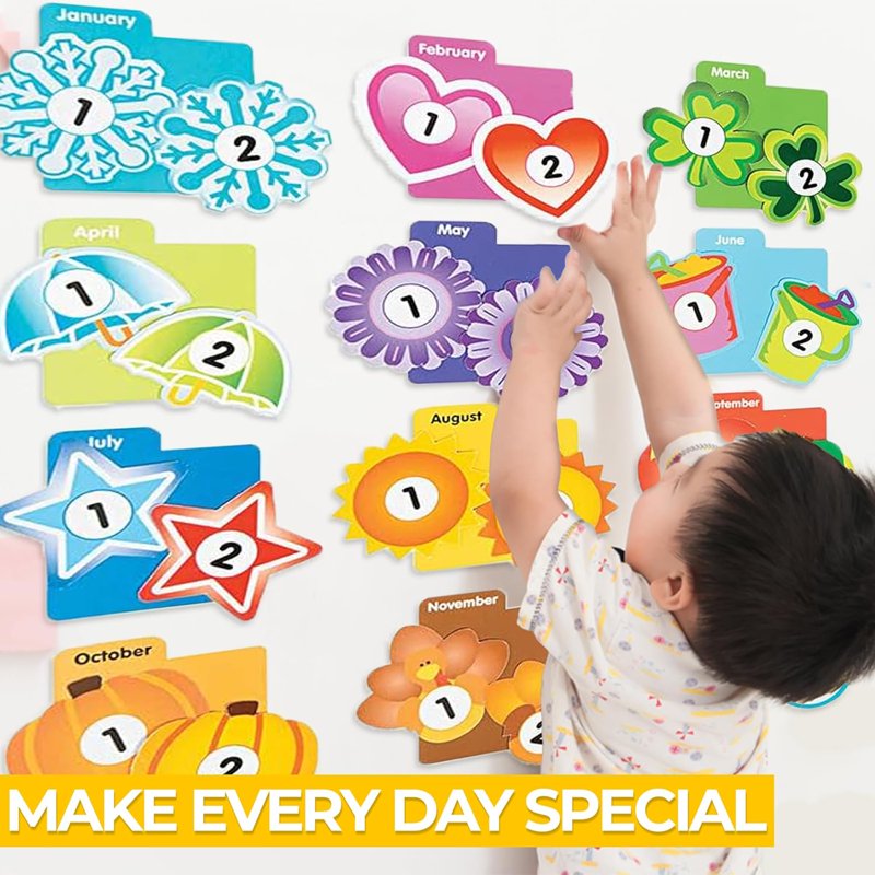 Classroom Calendar Bulletin Board Set with 462 Double-Sided Pieces & Holiday Cards